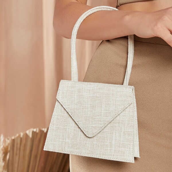 

Minimalist Flap Shoulder Bag, Apricot