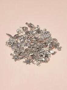 100pcs Heart & Star Design DIY Pendant - Silver - View 2