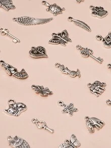 100pcs Heart & Star Design DIY Pendant - Silver - View 3