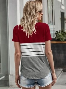 Striped And Color Block Tee - Multicolor - View 2