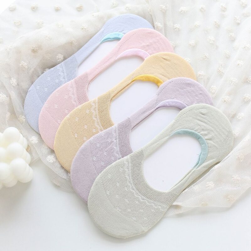 

5pairs Polka Dot Invisible Socks, Multicolor