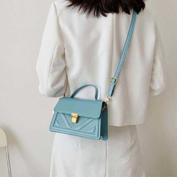 

Chevron Flap Satchel Bag, Blue