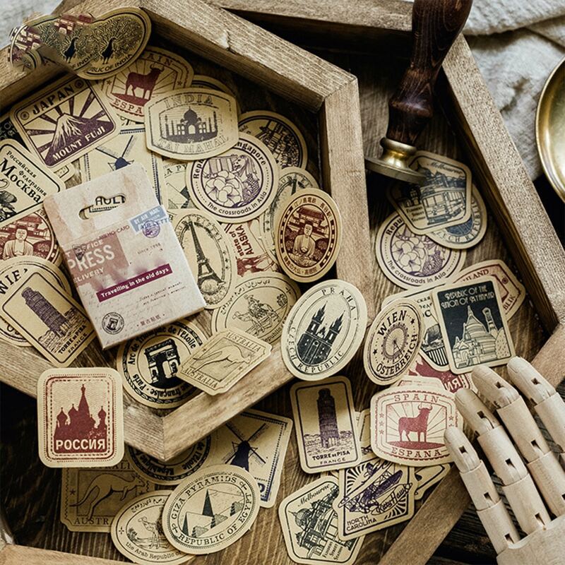 

46pcs Vintage Pattern Sticker, Multicolor