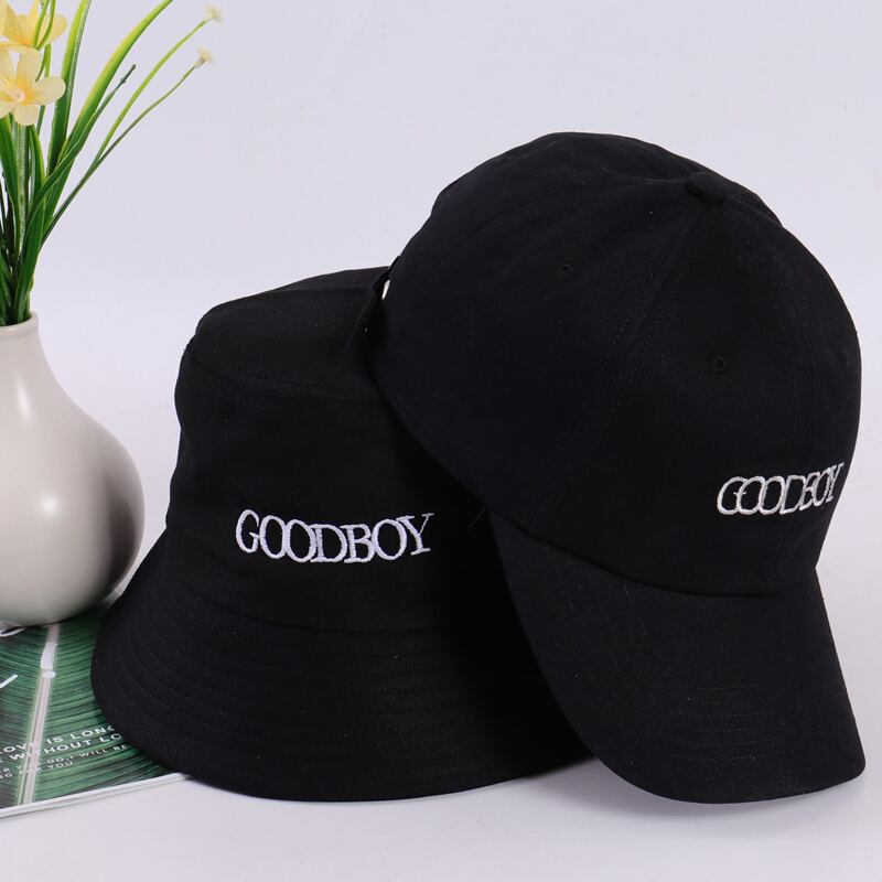 

Guys 2pcs Letter Bucker Hat & Baseball Cap, Black
