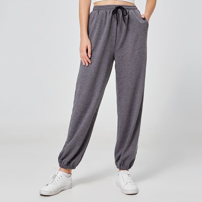 

Solid Tie Front Sweatpants, Dark grey