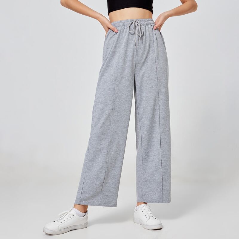 

Solid Straight Leg Sweatpants, Light grey