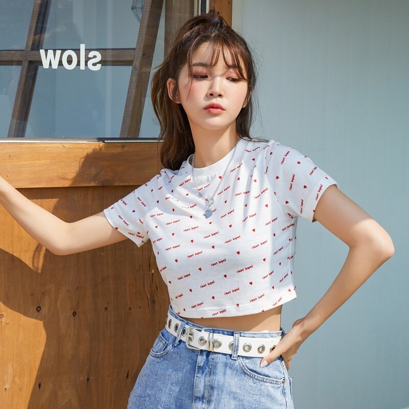 

Letter And Heart Print Tee, White