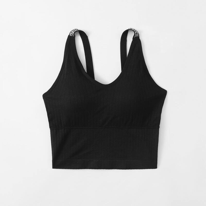 

Letter Graphic Tape Bralette, Black