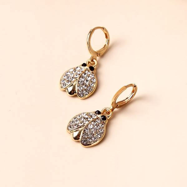 

Rhinestone Animal Decor Drop Earrings, White