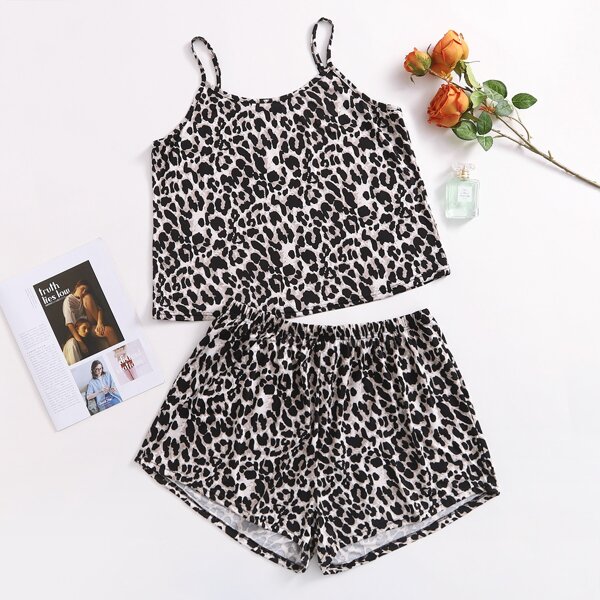

Plus Leopard Print Cami PJ Set, Multicolor