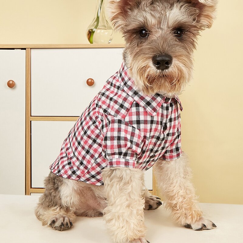

1pc Gingham Pattern Pet Shirt, Multicolor