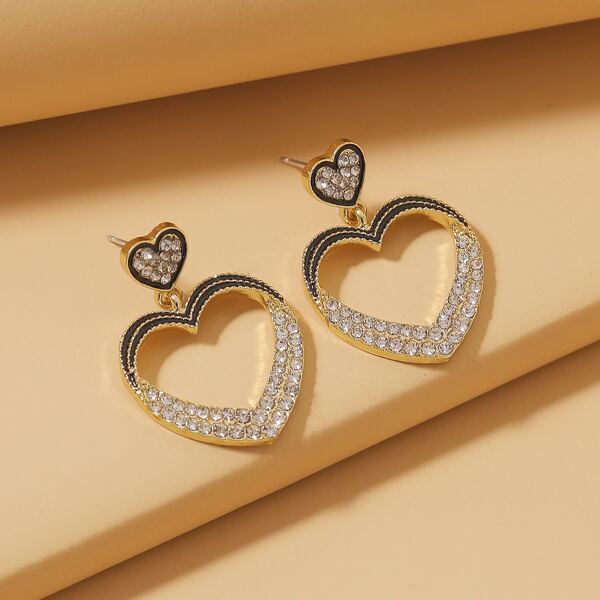 

Rhinestone Heart Drop Earrings, Multicolor