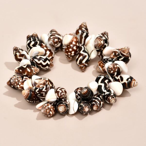 

Conch Decor Bracelet, Coffee brown