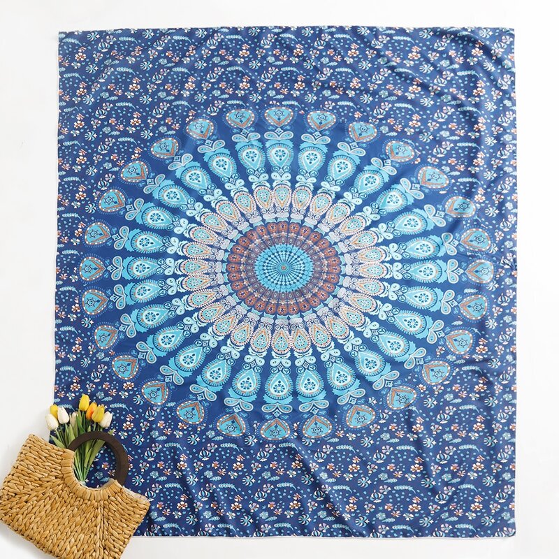 

Peacock Feather Print Beach Blanket, Multicolor