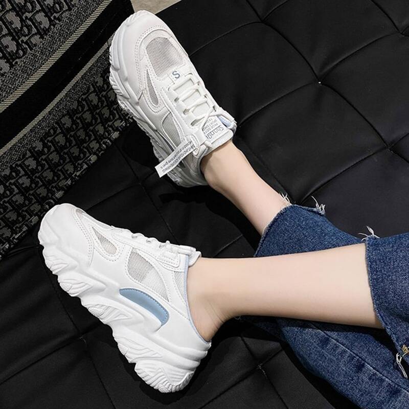 

Lace-up Mesh Chunky Sneakers, White