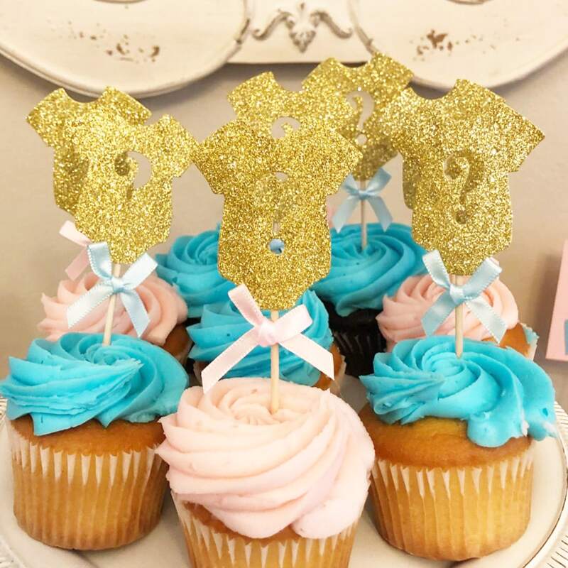 

10pcs Glitter Baby Shower Party Cake Topper, Gold