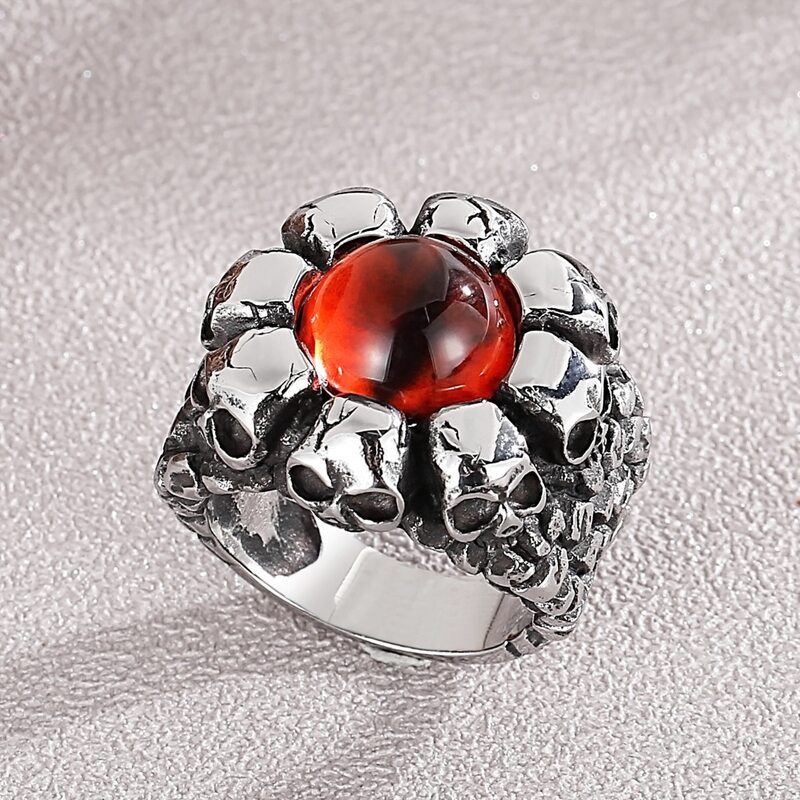 

Guys Skull Decor Ring, Silver