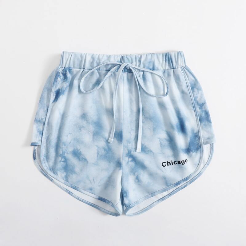 

Letter Tie Dye Track Shorts, Blue and white