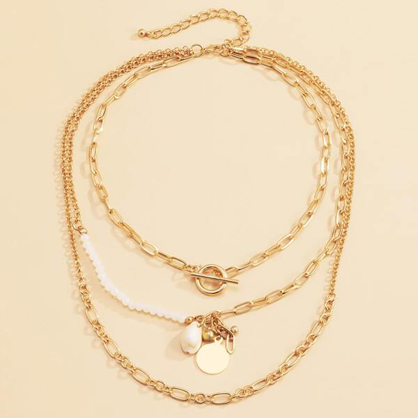 

Disc Pendant Layered Necklace, Gold
