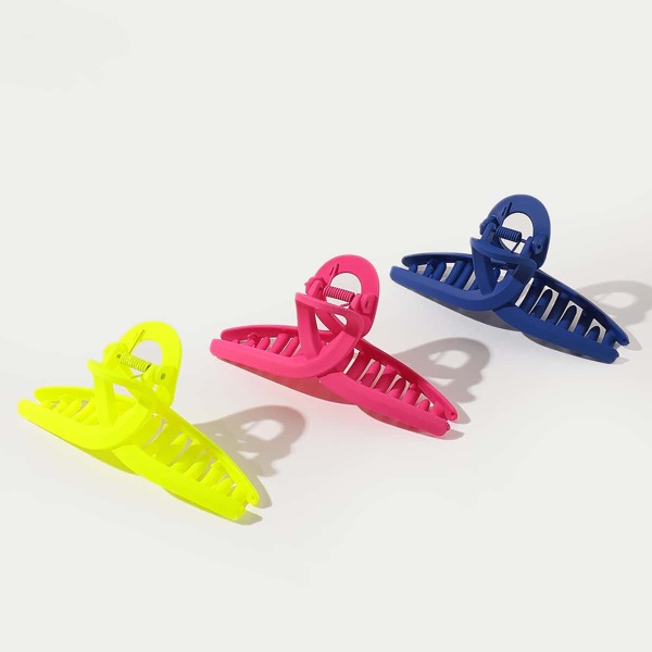 

3pcs Solid Hair Claw, Multicolor