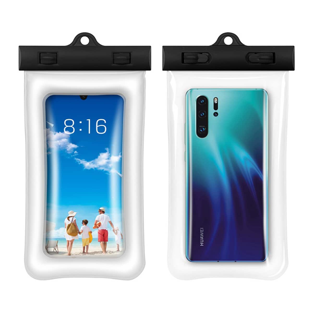 

1pc Clear Phone Waterproof Bag, Black clear