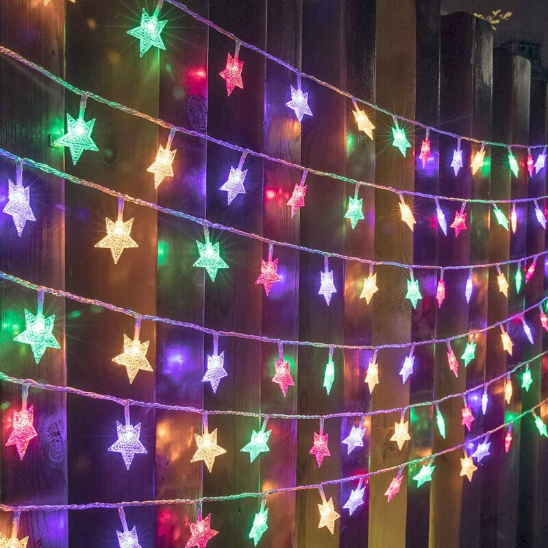

1pc String Light With 20pcs Star Shaped Bulb, Multicolor