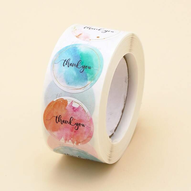 

1roll 500pcs Slogan Graphic Sealing Sticker, Multicolor