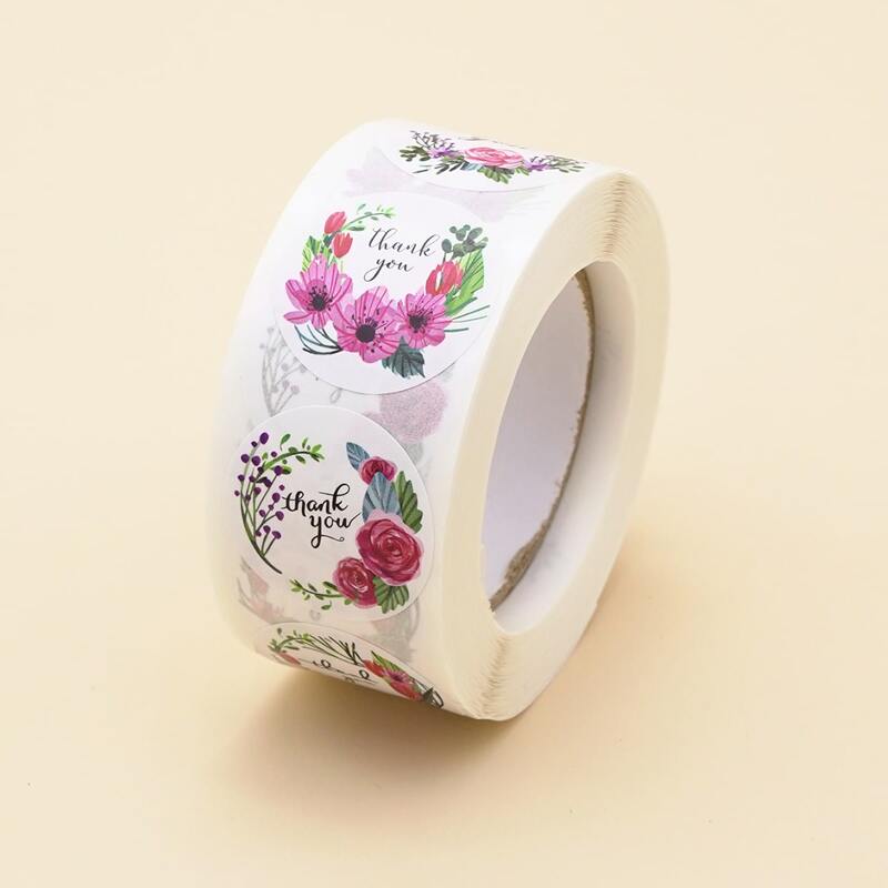 

1roll 500pcs Floral Sealing Sticker, Multicolor