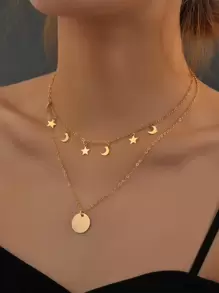 Collar a capas con disco - Amarillo Oro - Ver 6