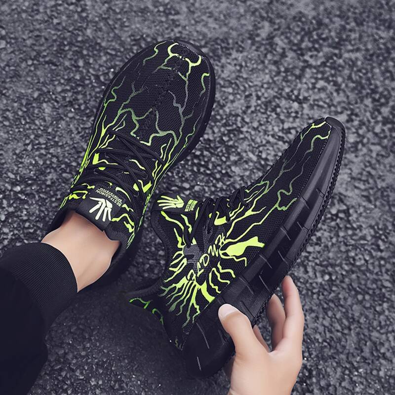 

Guys Lace Up Decor Graphic Sneakers, Black