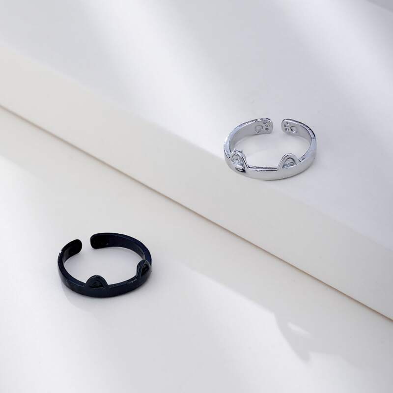 

2pcs Cat Ear Design Ring, Multicolor