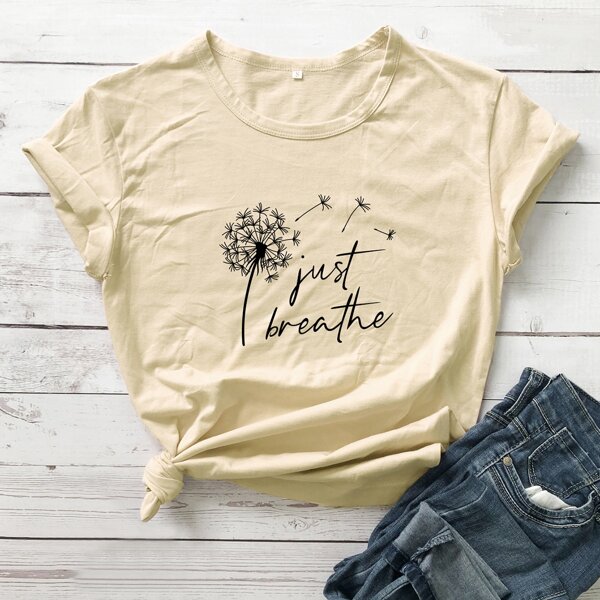 

Dandelion & Letter Graphic Tee, Apricot