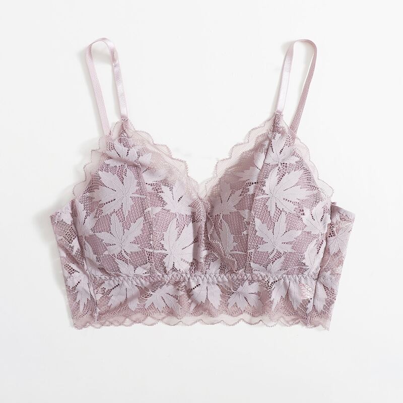 

Maple Leaf Print Bralette, Mauve purple