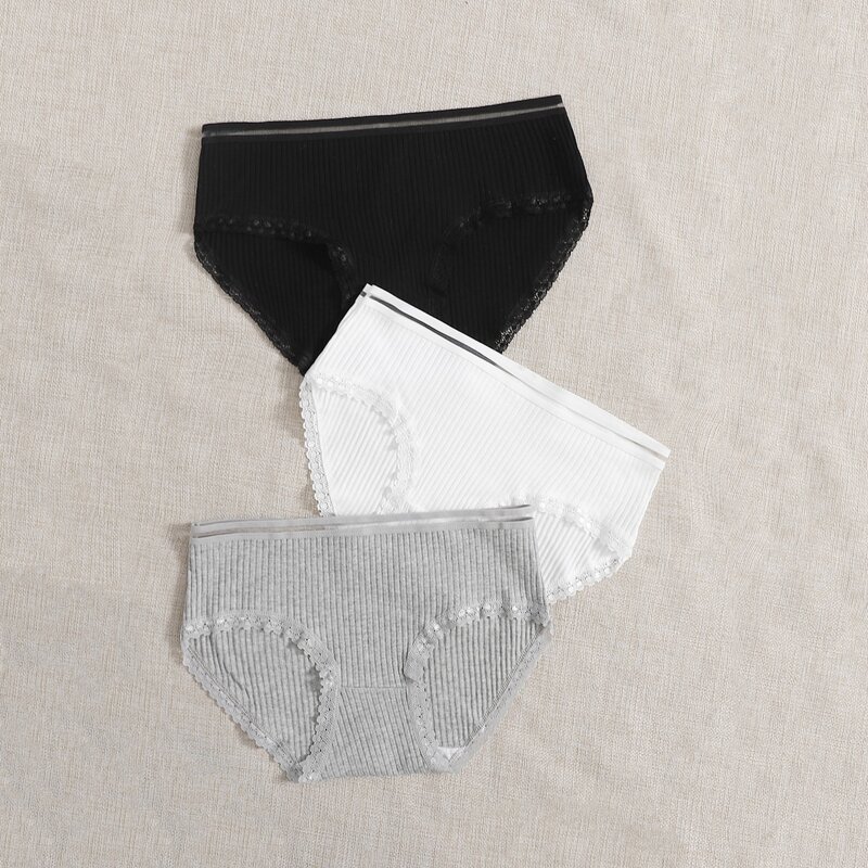 

3pack Lace Trim Panty Set, Multicolor