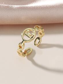 字母細節開口戒指 - 金黃色 - 查看 2