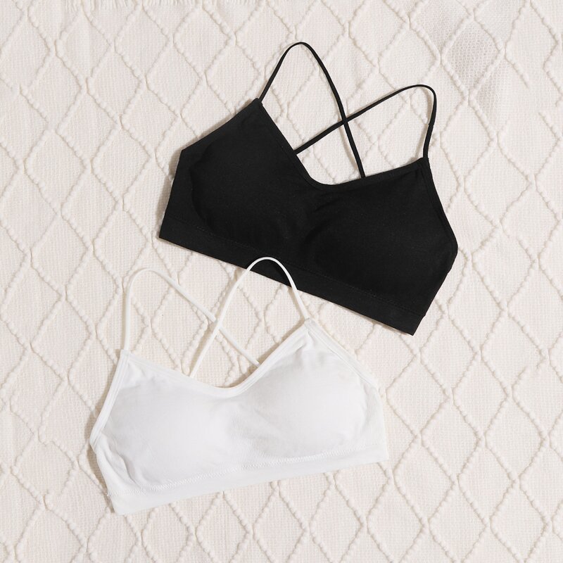

2pack Solid Bra Set, Black and white