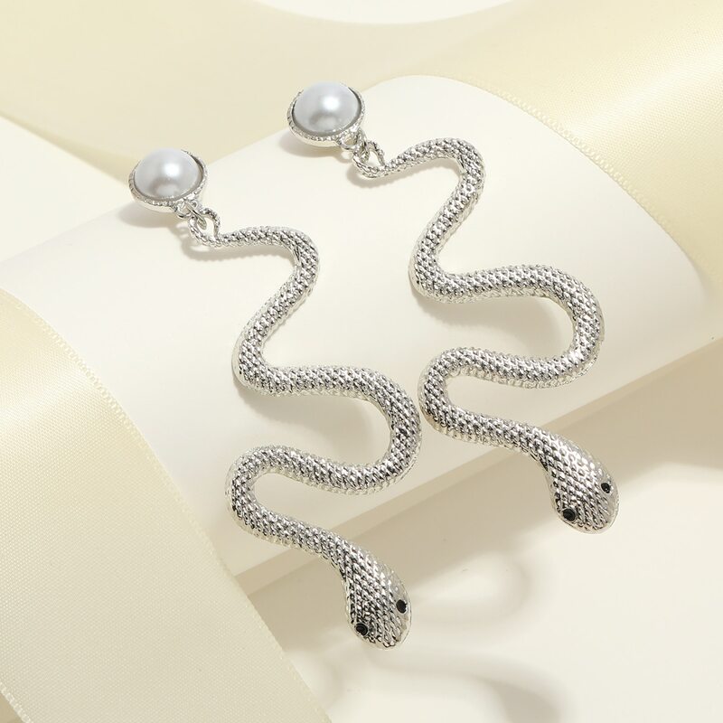 

Serpentine Drop Earrings, Silver