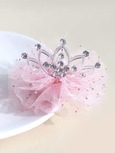 Teen Girls Rhinestone Crown Decor Hair Clip