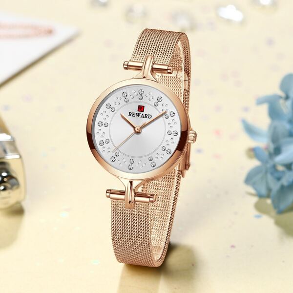 

Rhinestone Decor Mesh Strap Quartz Watch