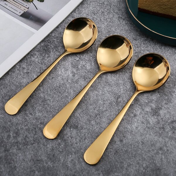 

3pcs Stainless Steel Spoon, Gold