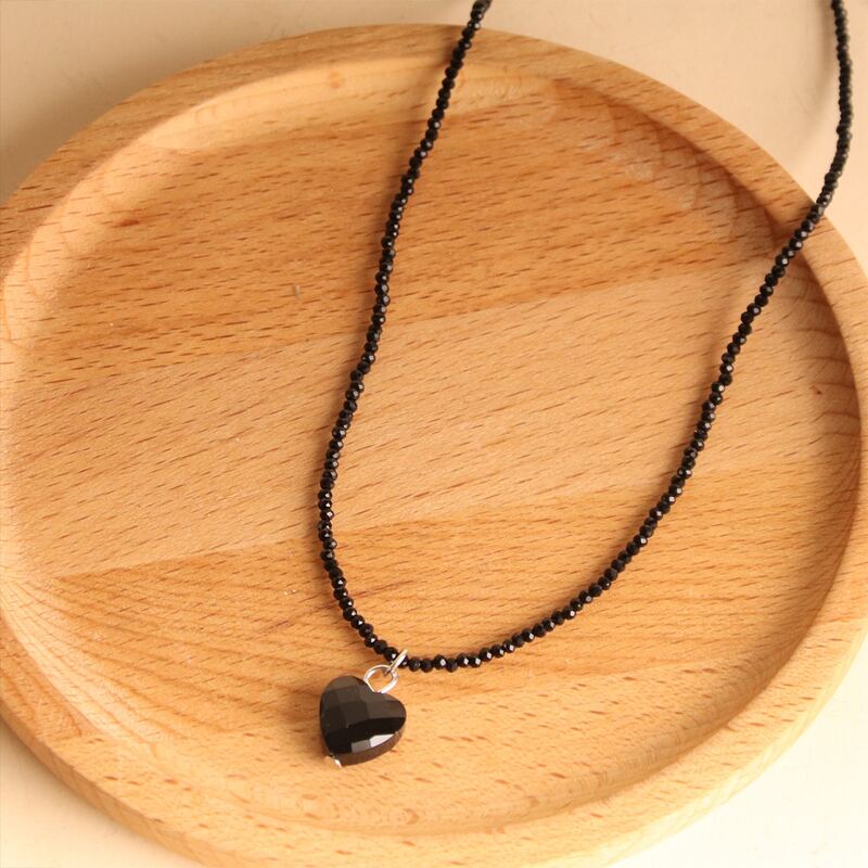 

Heart Pendant Necklace, Black