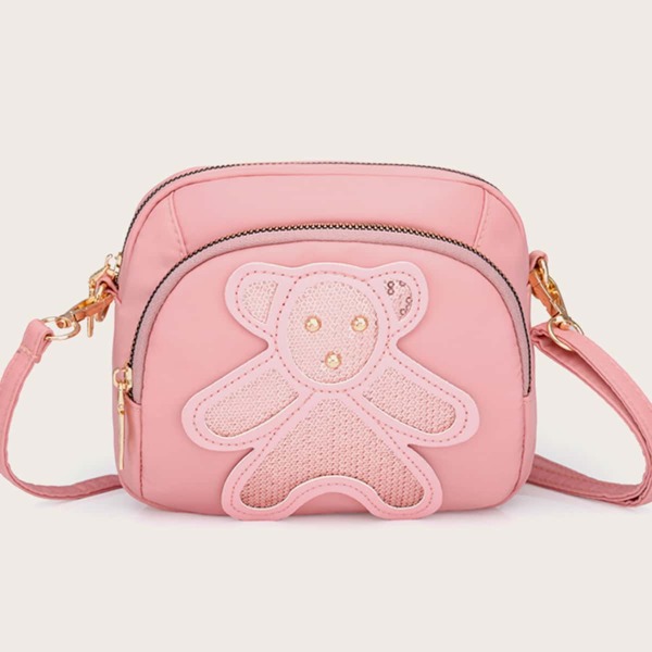 

Sequin Decor Cartoon Decor Crossbody Bag, Baby pink