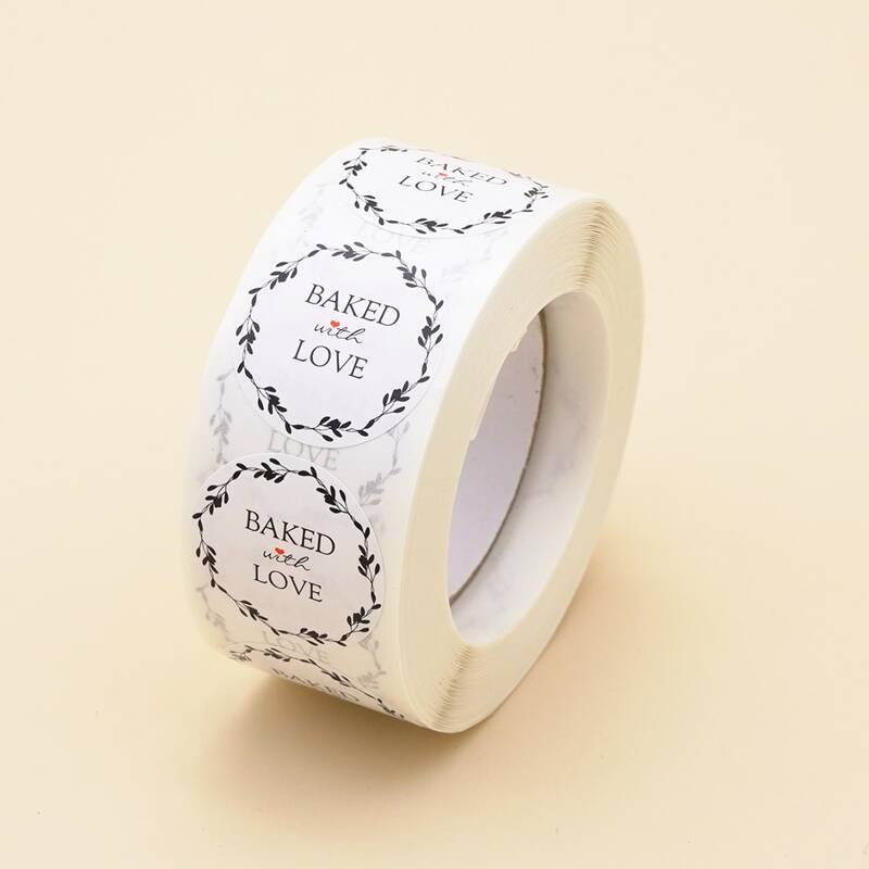 

1roll 500pcs Slogan Graphic Sealing Sticker, Multicolor