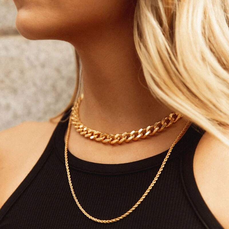

Simple Layered Chain Necklace, Gold