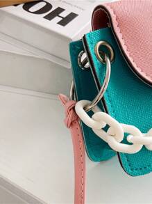 Mini Two Tone Satchel Bag - Mint Blue - View 5