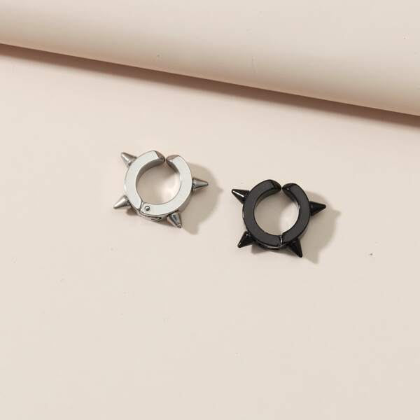

2pcs Men Studded Decor Ear Cuff, Multicolor
