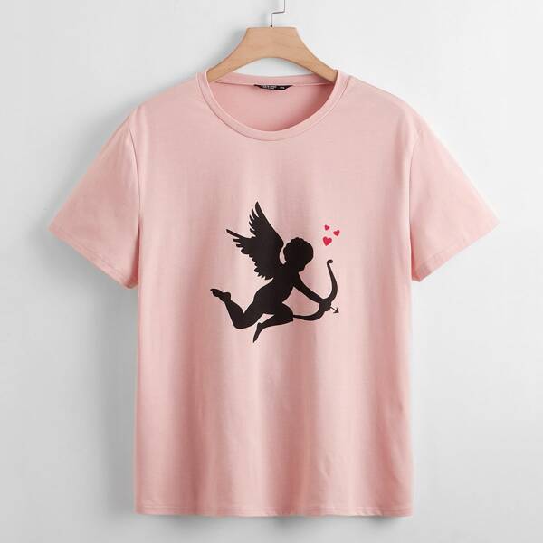 

Plus Cupid Print Tee, Pink