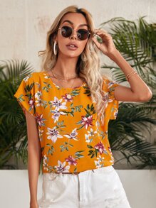 SHEIN Floral Print Top - Multicolor - View 1