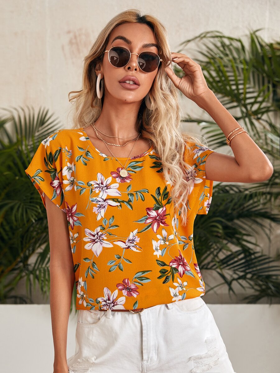 SHEIN Floral Print Top - Multicolor - View 1