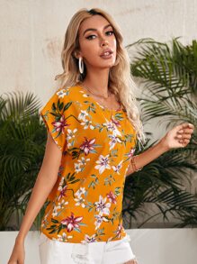 SHEIN Floral Print Top - Multicolor - View 4